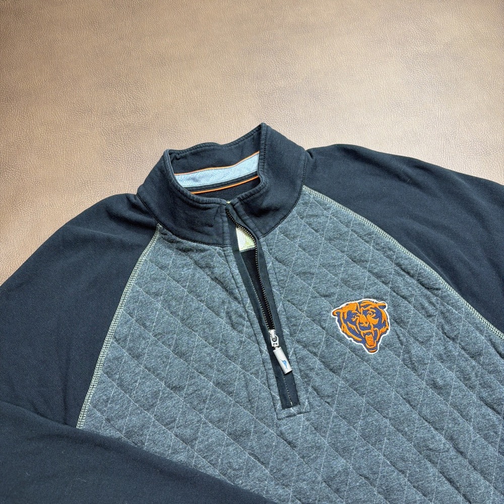 Tommy Bahama Chicago Bears NFL Men XL 1/4 Zip Pullover Quilted Sweater Football